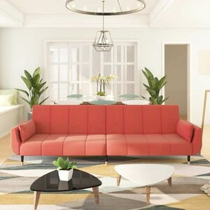 vidaXL 2-osobowa kanapa z 2 poduszkami, różowa, aksamitna obraz