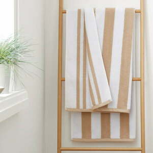 Biały/beżowy bawełniany ręcznik kąpielowy 90x140 cm Stripe Jacquard – Bianca obraz
