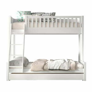 Białe piętrowe łóżko dziecięce z litego drewna sosnowego ze schowkiem 140x200/90x200 cm SCOTT – Vipack obraz