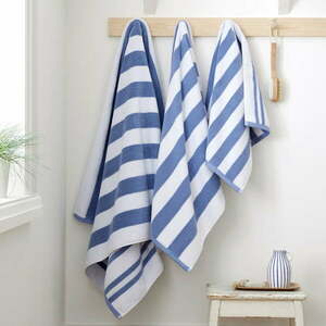 Biały/niebieski bawełniany ręcznik kąpielowy 90x140 cm Stripe Jacquard – Bianca obraz