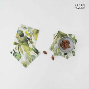 Zielone tekstylne podkładki zestaw 4 szt. Lotus – Linen Tales obraz