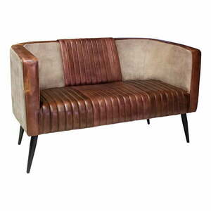 Brązowa skórzana sofa 134 cm – Antic Line obraz