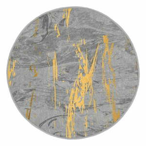 Żółto-szary okrągły dywan odpowiedni do prania i robotów sprzątających ø 120 cm Comfort – Mila Home obraz