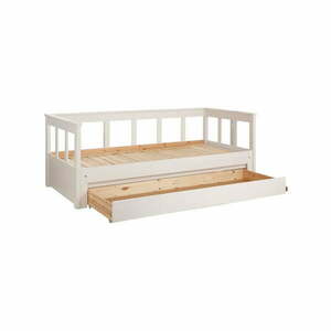 Białe łóżko dziecięce z litego drewna sosnowego z wysuwanym łóżkiem ze schowkiem 90x200 cm PINO – Vipack obraz