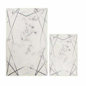 Białe/szare dywaniki łazienkowe zestaw 2 szt. 60x100 cm Geometric – Mila Home obraz