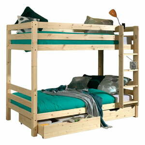 Piętrowe łóżko dziecięce z litego drewna sosnowego ze schowkiem PINO – Vipack obraz
