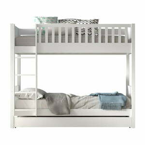 Białe piętrowe łóżko dziecięce z litego drewna sosnowego ze schowkiem 90x200 cm SCOTT – Vipack obraz