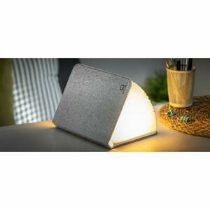 Szara lampa stołowa LED w kształcie książki Gingko Booklight obraz