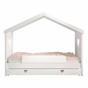 Białe łóżko dziecięce z litego drewna sosnowego w kształcie domku z wysuwanym łóżkiem ze schowkiem 90x200 cm AMORI – Vipack obraz