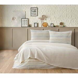 Kremowy bawełniany zestaw narzuty na łóżko, prześcieradła i poszewki na poduszkę 200x240 cm Karina – Mijolnir obraz