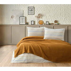 Brązowy bawełniany zestaw narzuty na łóżko, prześcieradła i poszewki na poduszkę 200x240 cm Karina – Mijolnir obraz