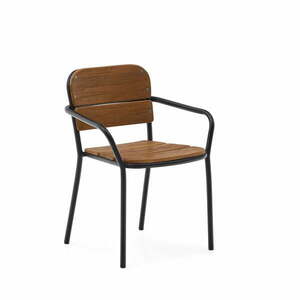 Czarno-brązowe drewniano-metalowe krzesło ogrodowe Algueret – Kave Home obraz