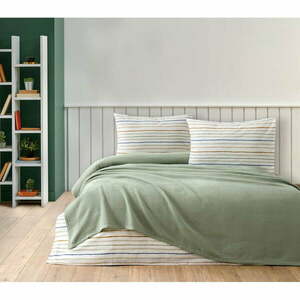Zielony bawełniany zestaw narzuty na łóżko, prześcieradła i poszewki na poduszkę 200x240 cm Karina – Mijolnir obraz