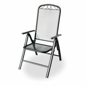 Czarne metalowe krzesło ogrodowe – Rojaplast obraz