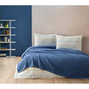 Niebieski bawełniany zestaw narzuty na łóżko, prześcieradła i poszewki na poduszkę 200x240 cm Karina – Mijolnir obraz