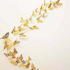 Zestaw 36 naklejek w kształcie motyli w złotej barwie Ambience Butterflies Gold obraz