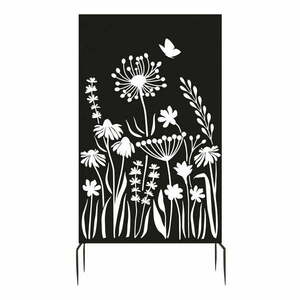 Czarna metalowa osłona balkonowa 100x186 cm Flowers – Esschert Design obraz