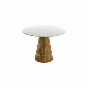 Biało-brązowy okrągły stół z blatem w dekorze marmuru ø 100 cm Leyda – Light & Living obraz