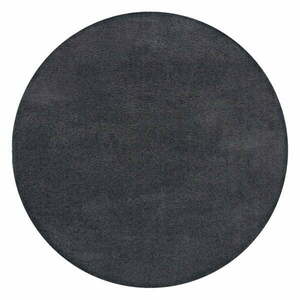 Ciemnoszary okrągły dywan z włókien z recyklingu odpowiedni do prania 133x133 cm Fluffy – Flair Rugs obraz