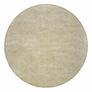 Beżowy okrągły dywan z włókien z recyklingu odpowiedni do prania 133x133 cm Fluffy – Flair Rugs obraz