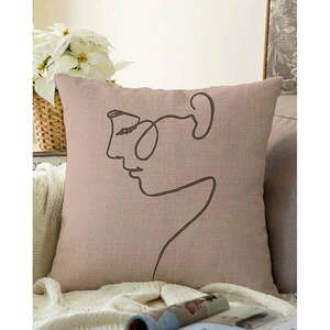 Beżowa poszewka na poduszkę z domieszką bawełny Minimalist Cushion Covers Portrait, 55x55 cm obraz
