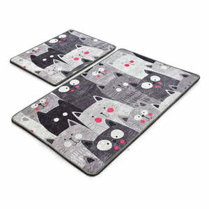 Szare dywaniki łazienkowe zestaw 2 szt. 60x100 cm Meow – Foutastic obraz