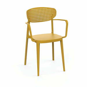 Żółte plastikowe krzesło ogrodowe Aire – Rojaplast obraz
