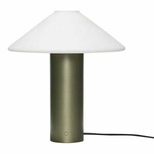 Ciemnozielona lampa stołowa ze szklanym kloszem (wysokość 40 cm) Orbit – Hübsch obraz