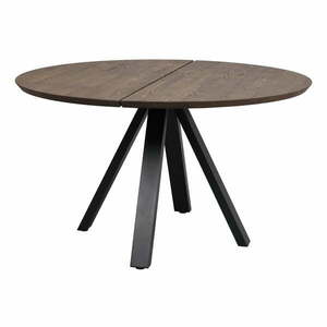 Ciemnobrązowy okrągły stół z blatem z drewna dębowego ø 130 cm Carradale – Rowico obraz