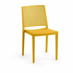 Żółte plastikowe krzesło ogrodowe Grid – Rojaplast obraz