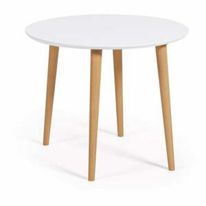 Biały okrągły rozkładany stół z białym blatem ø 90 cm Oqui – Kave Home obraz