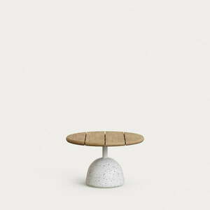 Biały/naturalny okrągły stolik z blatem z drewna akacjowego ø 55 cm Saura – Kave Home obraz