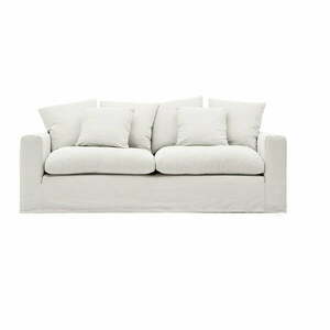Biała lniana sofa 240 cm Nora – Kave Home obraz