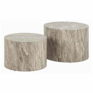 Szare okrągłe stoliki w dekorze kamienia zestaw 2 szt. ø 58 cm Dice – Actona obraz