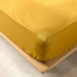 Żółte prześcieradło z bawełny organicznej z gumką 180x200 cm Biolina – douceur d'intérieur obraz