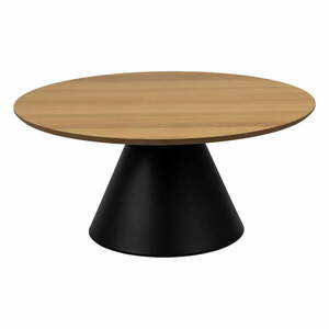 Czarny/naturalny okrągły stolik z blatem w dekorze dębu ø 85 cm Soli – Actona obraz