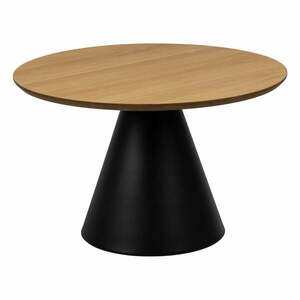 Czarny/naturalny okrągły stolik z blatem w dekorze dębu ø 65 cm Soli – Actona obraz