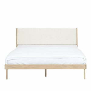 Białe/naturalne łóżko dwuosobowe z litego drewna dębowego 160x200 cm Fawn – Gazzda obraz