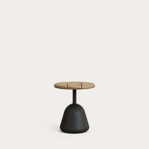 Czarny/naturalny okrągły stolik z blatem z drewna akacjowego ø 43 cm Saura – Kave Home obraz