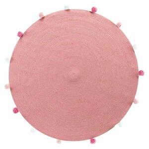 Różowy okrągły dywan ø 90 cm Pompomparty – douceur d'intérieur obraz