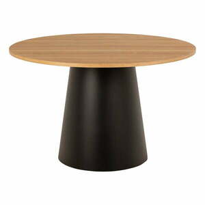 Czarny/naturalny okrągły stół z blatem w dekorze dębu ø 120 cm Soli – Actona obraz