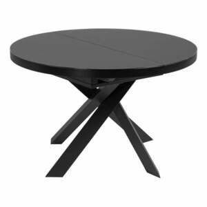 Czarny okrągły rozkładany stół ze szklanym blatem ø 160 cm Vashti – Kave Home obraz