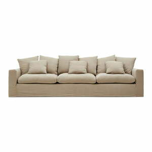 Beżowa lniana sofa 340 cm Nora – Kave Home obraz