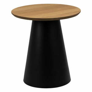 Czarny okrągły stolik z blatem w dekorze dębu ø 45 cm Soli – Actona obraz