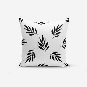 Czarno-biała poszewka na poduszkę z domieszką bawełny Minimalist Cushion Covers Black White Leaf, 45x45 cm obraz