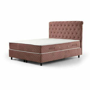Różowe łóżko boxspring ze schowkiem 160x200 cm Sonata – Kalune Design obraz