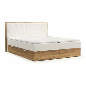 Kremowo-naturalne łóżko boxspring ze schowkiem 180x200 cm Asahi – Maison de Rêve obraz
