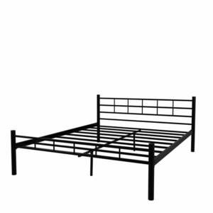 Czarne metalowe łóżko dwuosobowe ze stelażem 140x200 cm K70 – Kalune Design obraz