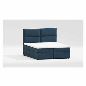 Ciemnoniebieskie łóżko boxspring ze schowkiem 200x200 cm Rico – Ropez obraz