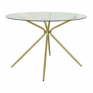 Okrągły stół w kolorze złota ze szklanym blatem ø 110 cm Silvie – Støraa obraz